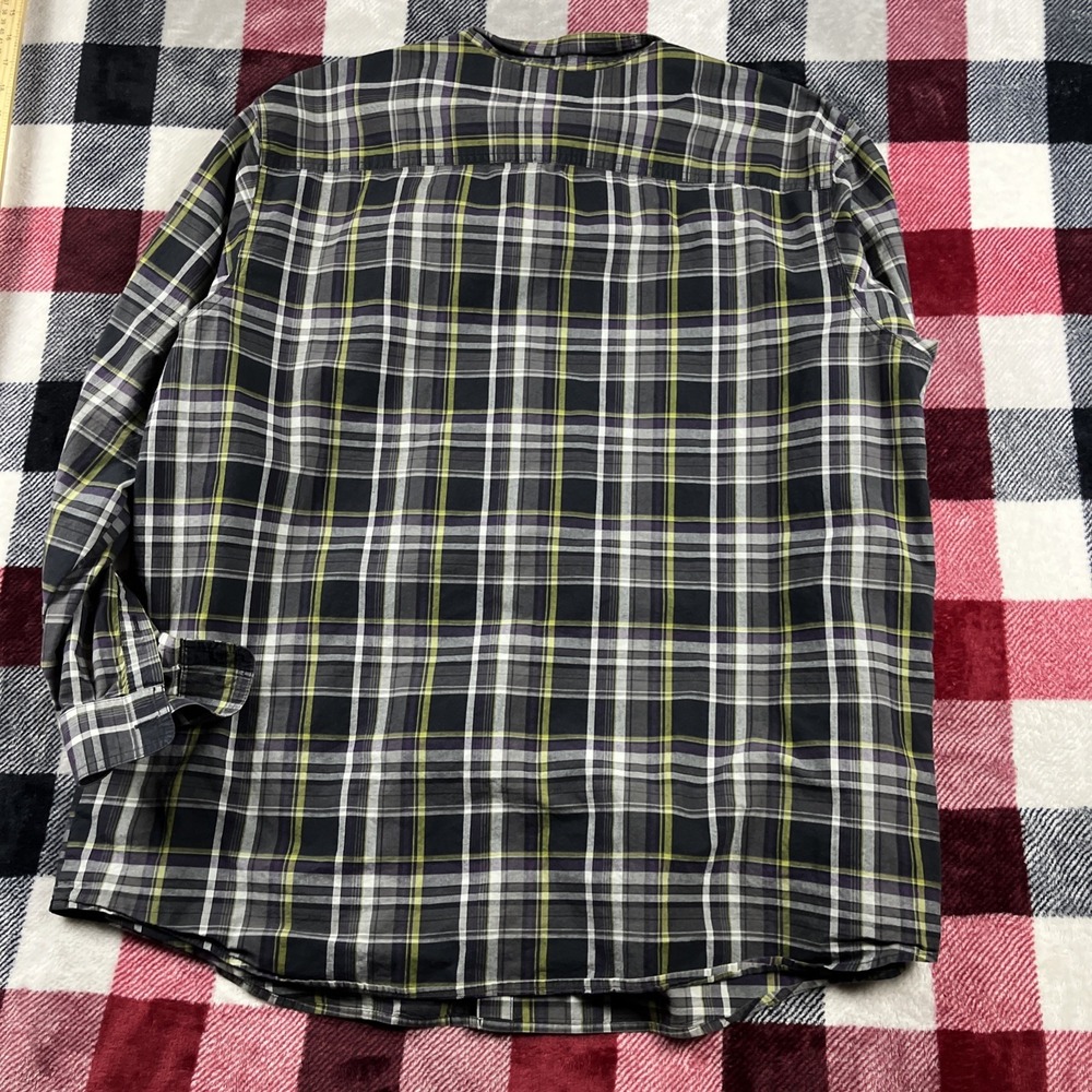 Columbia Shirt Mens XXL Red Blue Plaid Long Sleeve Button Front Pocket Cotton - Picture 9 of 10